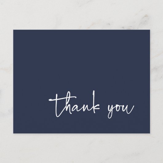 Casual Script Typografie Navy Blue Bedankt Briefkaart (Voorkant)