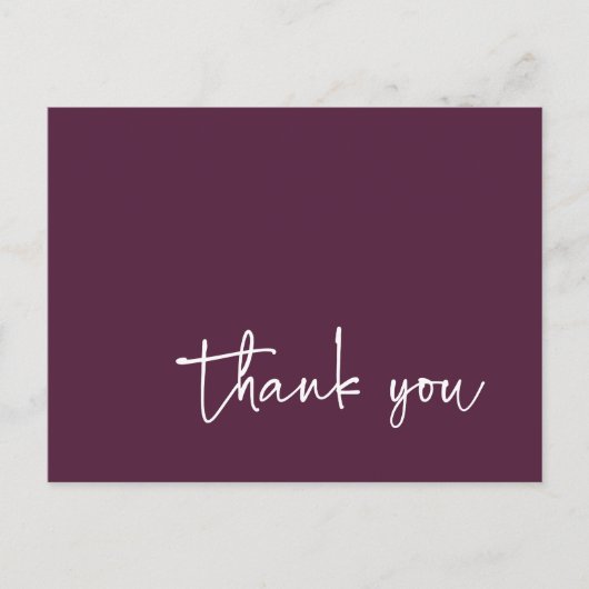 Casual Script Typografie Plum Dank u Briefkaart (Voorkant)