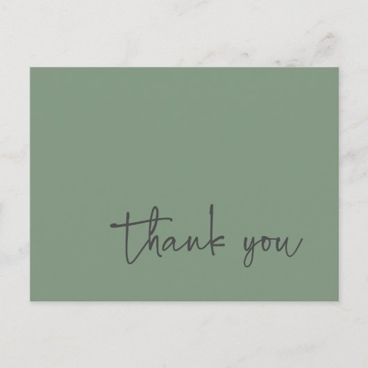 Casual Script Typografie Sage Green Bedankt Briefkaart (Voorkant)