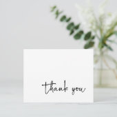 Casual Script Typografie Zwart-wit Dank u Briefkaart (Staand voorkant)