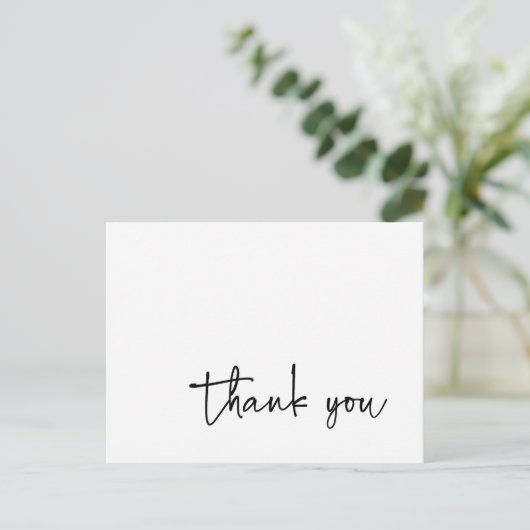 Casual Script Typografie Zwart-wit Dank u Briefkaart (Staand voorkant)