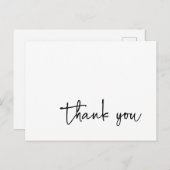 Casual Script Typografie Zwart-wit Dank u Briefkaart (Voorkant / Achterkant)