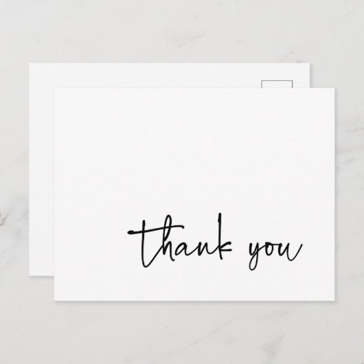 Casual Script Typografie Zwart-wit Dank u Briefkaart (Voorkant / Achterkant)