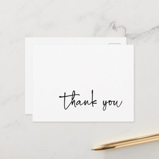 Casual Script Typografie Zwart-wit Dank u Briefkaart (Voorkant / Achterkant in situ)