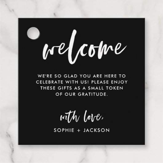 Casual Script | Welkomstcadeau voor bruiloft of ma Bedankjes Labels (Voorkant)