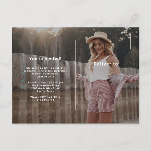 Casual Script White | Twee fotograafpartijen Uitnodiging Briefkaart (Achterkant)