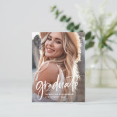 Casual Script White | Twee fotograafpartijen Uitnodiging Briefkaart (Staand voorkant)