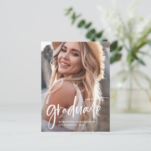 Casual Script White | Twee fotograafpartijen Uitnodiging Briefkaart (Staand voorkant)