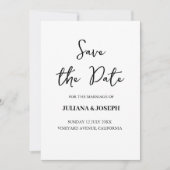 Casual Script Wit en Zwart Typografie Bruiloft Save The Date (Voorkant)