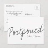 Casual Script | Wit grijs gepostbeend huwelijk Briefkaart (Voorkant / Achterkant)