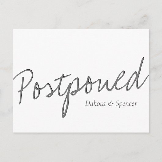 Casual Script | Wit grijs gepostbeend huwelijk Briefkaart (Voorkant)