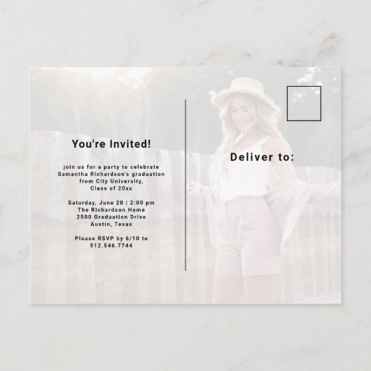 Casual script zwart | Twee fotograafpartijen Uitnodiging Briefkaart (Achterkant)