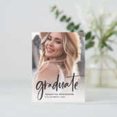 Casual script zwart | Twee fotograafpartijen Uitnodiging Briefkaart (Staand voorkant)