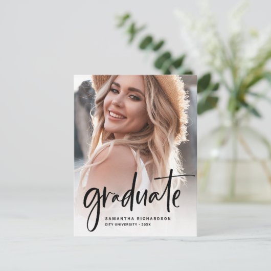 Casual script zwart | Twee fotograafpartijen Uitnodiging Briefkaart (Staand voorkant)