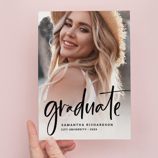 Casual script zwart | Twee fotograafpartijen Uitnodiging Briefkaart