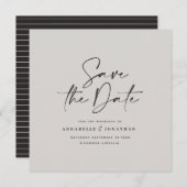 Casual script zwarte grijze typografie bruiloft save the date (Voorkant / Achterkant)