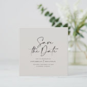 Casual script zwarte grijze typografie bruiloft save the date (Staand voorkant)