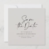 Casual script zwarte grijze typografie bruiloft save the date (Voorkant)