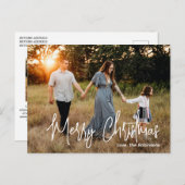 Casual scriptfoto Modern Christmas Feestdagenkaart (Voorkant / Achterkant)