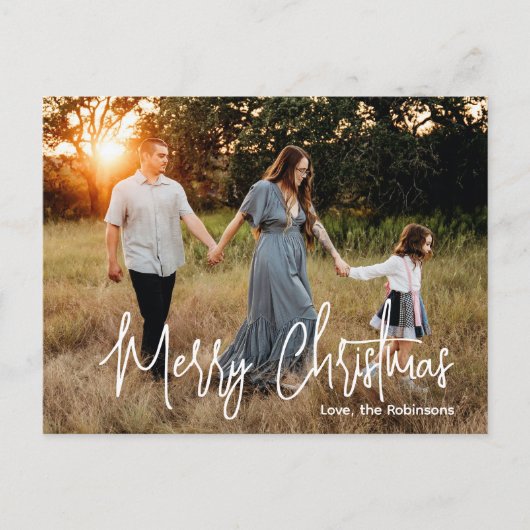 Casual scriptfoto Modern Christmas Feestdagenkaart (Voorkant)