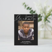 Casual scriptfotograafpartij zwart-wit briefkaart (Staand voorkant)