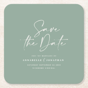 Casual scriptpagina groene typografie bruiloft beh kartonnen onderzetters