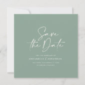 Casual scriptpagina groene typografie bruiloft save the date (Voorkant)
