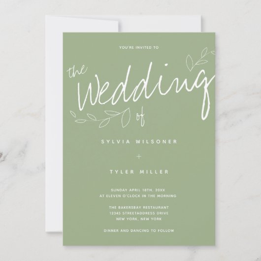 Casual Simple Modern Sage Typografie Kaart (Voorkant)