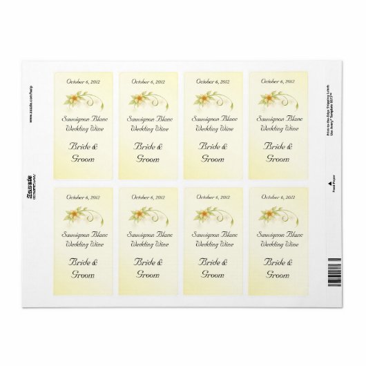 Casual Spring Floral Wedding Wine Avery Label (Full Sheet)
