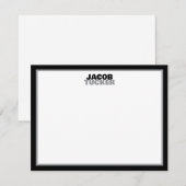 Casual Stacked Name Black & Gray Border Stationery Notitiekaartje (Voorkant / Achterkant)