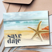 Casual Starfish Beach Bruiloft Save the Date Aankondigingskaart