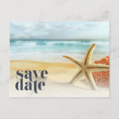 Casual Starfish Beach Bruiloft Save the Date Aankondigingskaart (Voorkant)