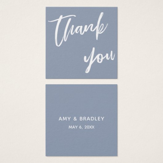 Casual stoomblauwe bruiloft Hartelijk dank Vierkante Visitekaartjes (Voorkant /achterkant)