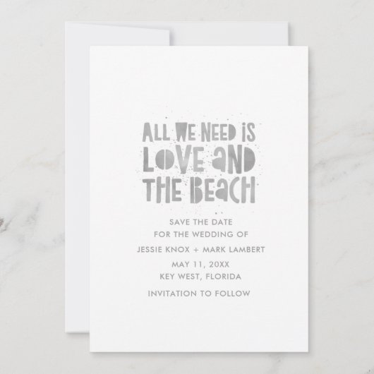 Casual Strand Bestemming Bruiloft Save the Date (Achterkant)