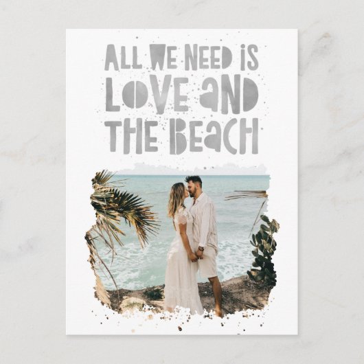 Casual Strand Bestemming Bruiloft Save the Date Aankondigingskaart (Voorkant)