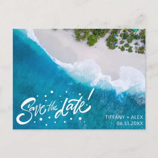Casual Strand Bruiloft Budget Save the Date Aankondigingskaart (Voorkant)