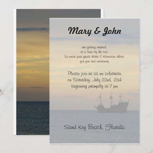 Casual strand bruiloft kaart (Voorkant / Achterkant)