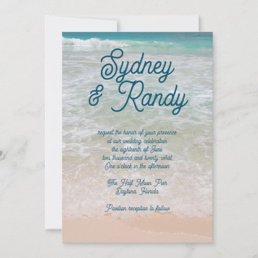 Casual Strand Bruiloft Voornamen Uitnodiging (Voorkant)