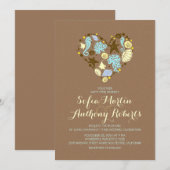 casual strand huwelijksuitnodiging & zee hart kaart (Voorkant / Achterkant)