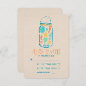 Casual strand mason jar bruiloft RSVP (Voorkant / Achterkant)