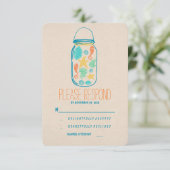 Casual strand mason jar bruiloft RSVP Kaartje (Staand voorkant)