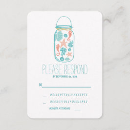 Casual strand mason jar bruiloft RSVP Kaartje