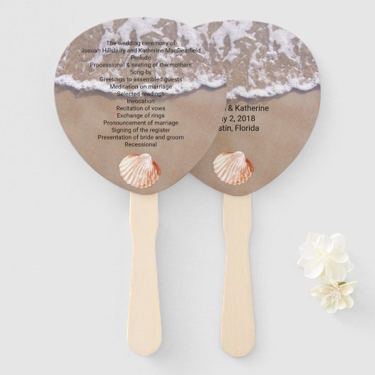 Casual strand thema bruiloft programma fan handwaaier (Voorkant en achterkant)
