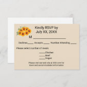 Casual Sunflower RSVP Kaartje (Voorkant / Achterkant)