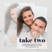 Casual tekst | Twee foto's van Navy Blue, opnieuw  Save The Date (Voorkant / Achterkant)