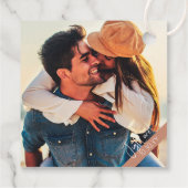 Casual Terra Cotta Modern trouwfoto Bedankjes Labels (Achterkant)