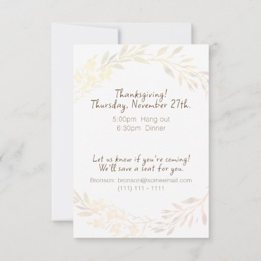 Casual Thanksgiving Flat Save the Date Kaart (Achterkant)