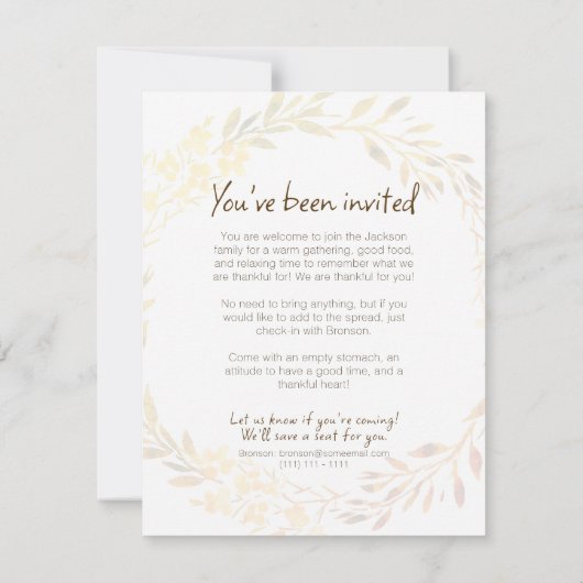 Casual Thanksgiving Invitation - Make it your own Kaart (Achterkant)