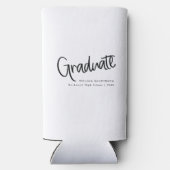 Casual Trendy Script Zwart-wit Afstuderen Seltzer Blikjeskoeler (Achterkant)