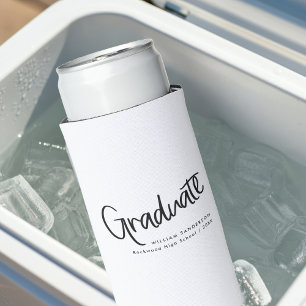 Casual Trendy Script Zwart-wit Afstuderen Seltzer Blikjeskoeler
